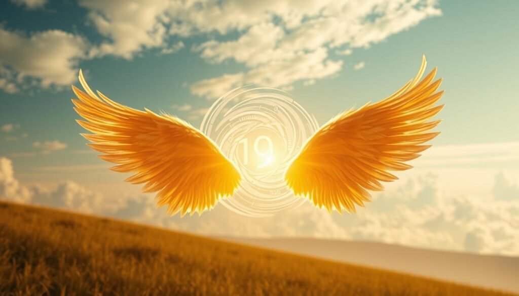 A serene, ethereal landscape bathed in a warm, golden glow. In the foreground, a glowing pair of angelic wings unfurl, their feathers shimmering with an otherworldly radiance. Behind them, a swirling vortex of energy coalesces, revealing a hypnotic pattern of interlocking numerals - the sacred "angel numbers" that symbolize divine guidance and financial abundance. In the distance, a majestic, cloud-swept sky stretches out, hinting at the boundless possibilities that await. The entire scene exudes a sense of tranquility, hope, and the promise of untapped prosperity. A serene, ethereal landscape bathed in a warm, golden glow. In the foreground, a glowing pair of angelic wings unfurl, their feathers shimmering with an otherworldly radiance. Behind them, a swirling vortex of energy coalesces, revealing a hypnotic pattern of interlocking numerals - the sacred "angel numbers" that symbolize divine guidance and financial abundance. In the distance, a majestic, cloud-swept sky stretches out, hinting at the boundless possibilities that await. The entire scene exudes a sense of tranquility, hope, and the promise of untapped prosperity.