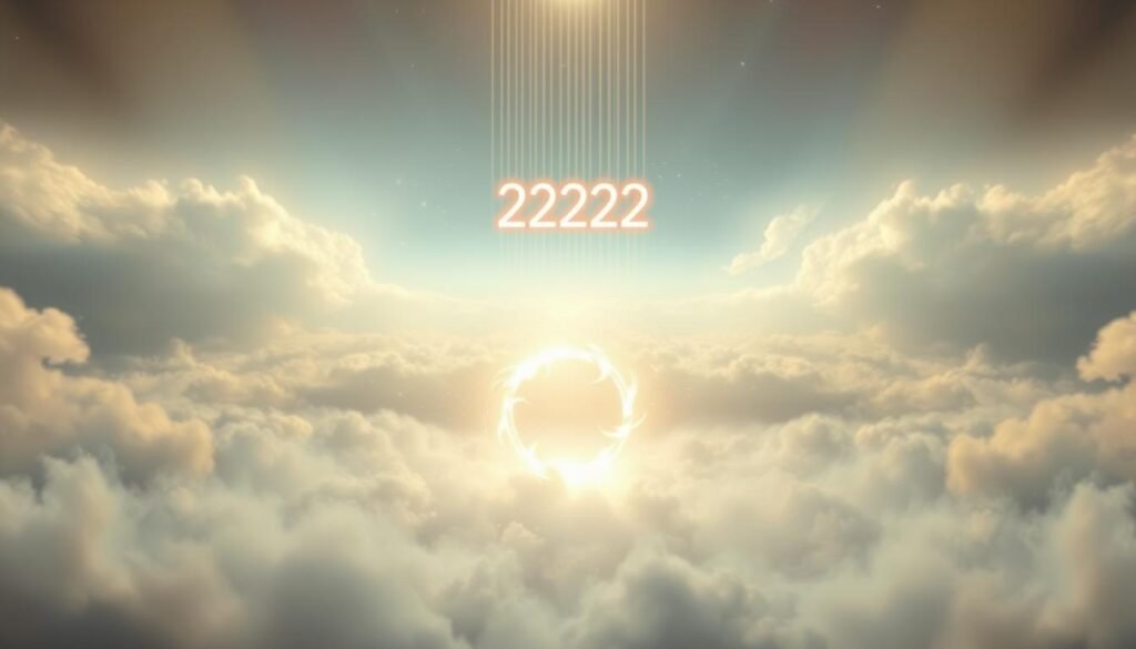 Prompt A divine ethereal landscape bathed in soft, celestial light. In the foreground, a glowing portal of swirling energy, its radiant beams spilling across the scene. Floating above it, the luminous numerals "22222" suspended in mid-air, as if suspended by unseen divine forces. The background is a vast, shimmering expanse of clouds and mist, hinting at the presence of a higher realm. The overall atmosphere is one of mysticism, wonder, and a profound sense of spiritual connection. Capture this scene with a wide-angle lens, using a slightly low camera angle to emphasize the grandeur and transcendent nature of the imagery. Prompt A divine ethereal landscape bathed in soft, celestial light. In the foreground, a glowing portal of swirling energy, its radiant beams spilling across the scene. Floating above it, the luminous numerals "22222" suspended in mid-air, as if suspended by unseen divine forces. The background is a vast, shimmering expanse of clouds and mist, hinting at the presence of a higher realm. The overall atmosphere is one of mysticism, wonder, and a profound sense of spiritual connection. Capture this scene with a wide-angle lens, using a slightly low camera angle to emphasize the grandeur and transcendent nature of the imagery.