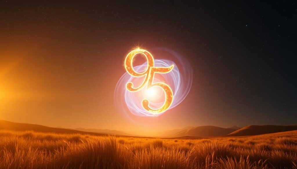 A serene and mystical landscape, bathed in a warm, golden light. In the foreground, the interlocking symbols of numerology 9 and 5 float, glowing with an ethereal radiance. The digits appear to be composed of ethereal energy, their forms shifting and pulsing with an otherworldly power. In the middle ground, a swirling vortex of energy, hues of indigo and violet, creates a sense of cosmic connection. The background depicts a night sky, dotted with stars and celestial bodies, hinting at the greater universal forces at play. The overall atmosphere is one of contemplation, balance, and the harmonious interplay of numerological energies. A serene and mystical landscape, bathed in a warm, golden light. In the foreground, the interlocking symbols of numerology 9 and 5 float, glowing with an ethereal radiance. The digits appear to be composed of ethereal energy, their forms shifting and pulsing with an otherworldly power. In the middle ground, a swirling vortex of energy, hues of indigo and violet, creates a sense of cosmic connection. The background depicts a night sky, dotted with stars and celestial bodies, hinting at the greater universal forces at play. The overall atmosphere is one of contemplation, balance, and the harmonious interplay of numerological energies.