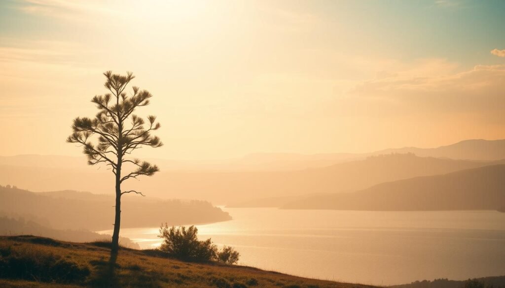 A serene landscape unfolds, bathed in soft, warm light. In the foreground, a single tree stands tall, its branches reaching skyward, symbolizing new growth and personal transformation. The middle ground features a tranquil lake, its still waters reflecting the sky above, a metaphor for inner reflection and clarity. In the distance, rolling hills and a horizon painted in hues of gold and pink, conveying a sense of hope and limitless possibilities. The overall atmosphere is one of peace, harmony, and the promise of a fresh start. A stunning, cinematic image that evokes the essence of embracing new beginnings and personal growth. A serene landscape unfolds, bathed in soft, warm light. In the foreground, a single tree stands tall, its branches reaching skyward, symbolizing new growth and personal transformation. The middle ground features a tranquil lake, its still waters reflecting the sky above, a metaphor for inner reflection and clarity. In the distance, rolling hills and a horizon painted in hues of gold and pink, conveying a sense of hope and limitless possibilities. The overall atmosphere is one of peace, harmony, and the promise of a fresh start. A stunning, cinematic image that evokes the essence of embracing new beginnings and personal growth.
