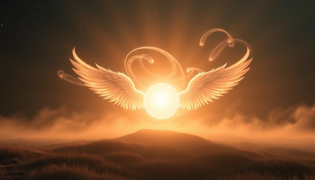 A serene, mystical landscape bathed in soft, ethereal light. In the foreground, a glowing sphere of pure energy, representing the spiritual awakening and connection to the divine. Swirling, translucent tendrils of light radiate outward, symbolizing the expansion of consciousness. In the middle ground, a pair of angelic wings unfold, their feathers shimmering with an otherworldly iridescence. The background is a tapestry of nebulae and distant galaxies, hinting at the vast, cosmic nature of this spiritual transformation. The overall mood is one of tranquility, wonder, and a profound sense of inner enlightenment. A serene, mystical landscape bathed in soft, ethereal light. In the foreground, a glowing sphere of pure energy, representing the spiritual awakening and connection to the divine. Swirling, translucent tendrils of light radiate outward, symbolizing the expansion of consciousness. In the middle ground, a pair of angelic wings unfold, their feathers shimmering with an otherworldly iridescence. The background is a tapestry of nebulae and distant galaxies, hinting at the vast, cosmic nature of this spiritual transformation. The overall mood is one of tranquility, wonder, and a profound sense of inner enlightenment.